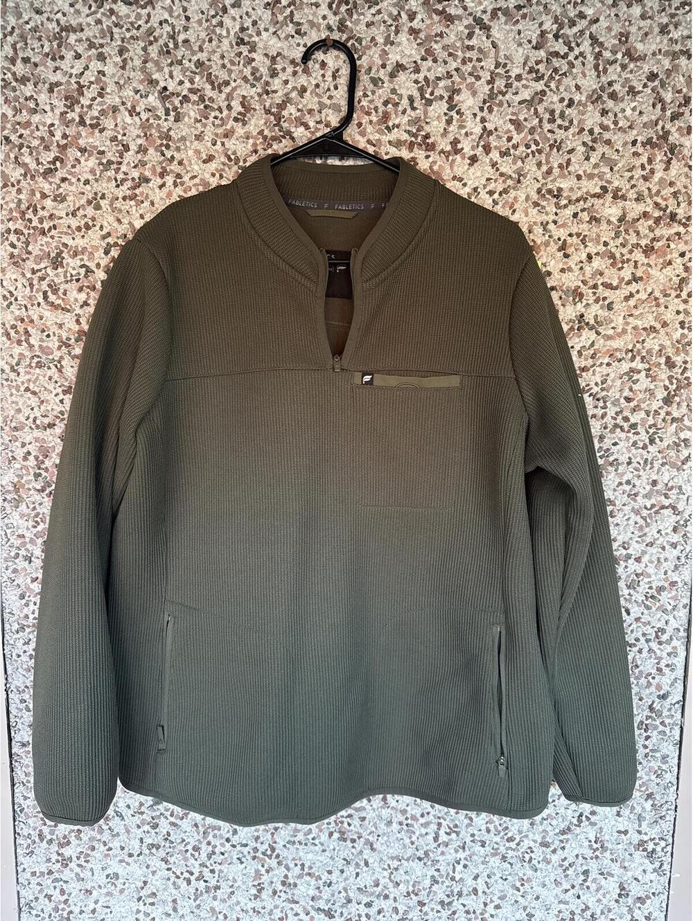 Fabletics Feel Good Performance Waffle Half-Zip Pullover XXL Olive